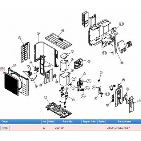 DAIKIN 2531554 DISCH.GRILLE ASSY