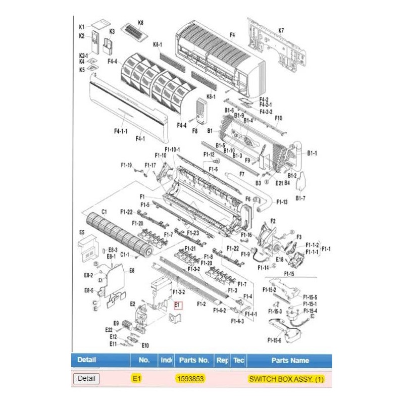 DAIKIN 1593853 SWITCH BOX ASSY.