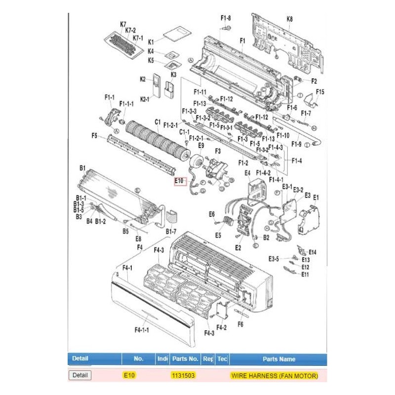 DAIKIN 1131503 WIRE HARNESS (FAN MOTOR)