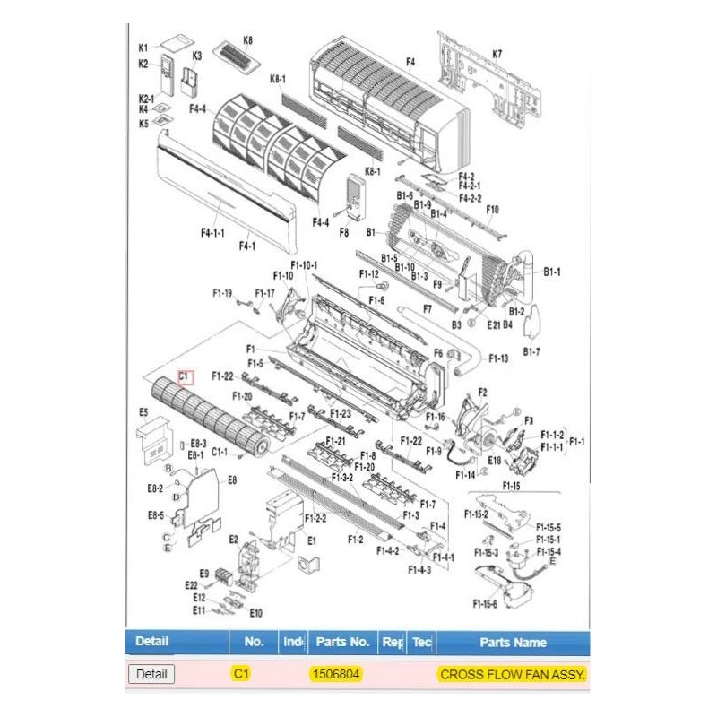 DAIKIN 150680J CROSSFLOW FAN ASSY.