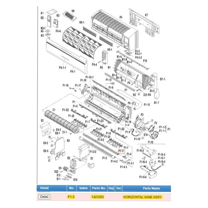 DAIKIN 142330J HORIZONTAL VANE ASSY. Y