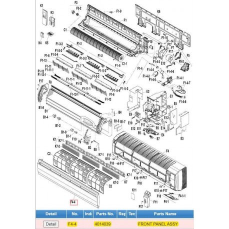 DAIKIN 4014039 FRONT PANEL ASSY.