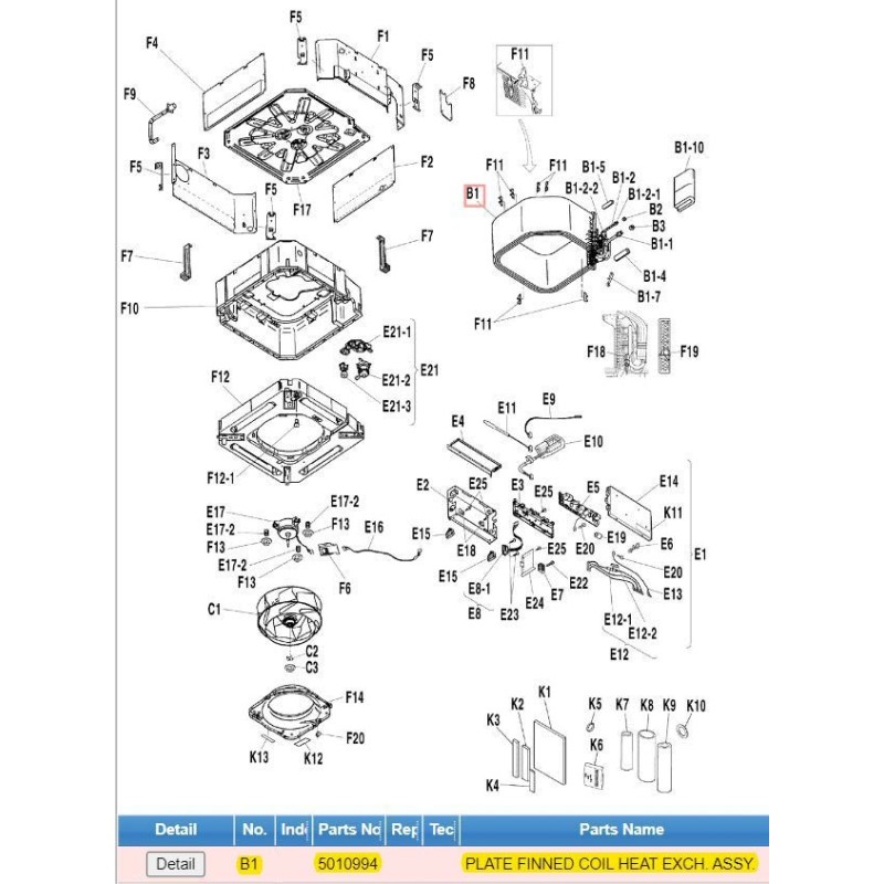 DAIKIN 5010994 PLATE FINNED COIL HEAT EXCH. ASSY.