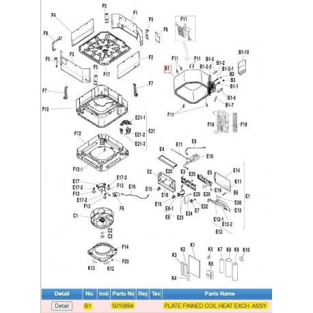 DAIKIN 5010994 PLATE FINNED COIL HEAT EXCH. ASSY.