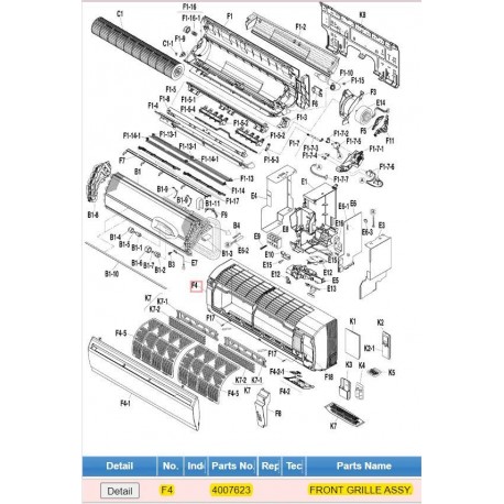 DAIKIN 4007623 FRONT GRILLE ASSY.