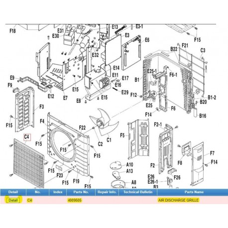 DAIKIN 4009505 AIR DISCHARGE GRILLE