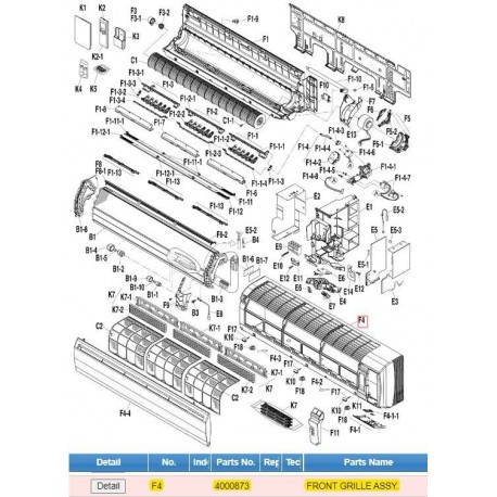 DAIKIN 4000873 FRONT GRILLE ASSY.