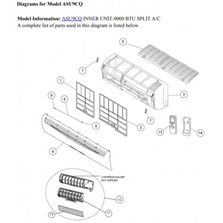 FUJITSU K9313157043 aka 9313157043 INTAKE GRILLE CQ/RQ DW PLASTIC OPE/TIMER/SWING