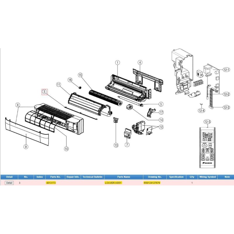 DAIKIN 4013173 LOUVER ASSY.