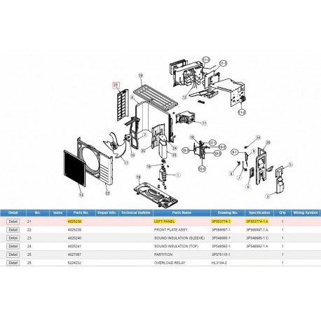 DAIKIN 4025238 LEFT PANEL