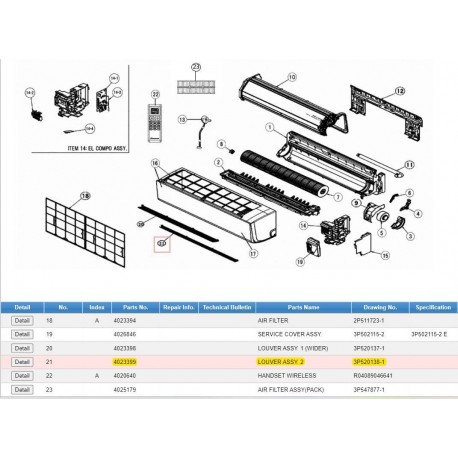 DAIKIN 4023399 LOUVER ASSY.