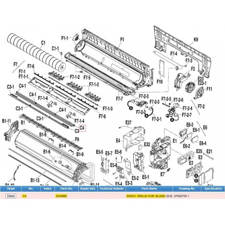 DAIKIN 2534865 DISCH. GRILLE HOR. BLADE