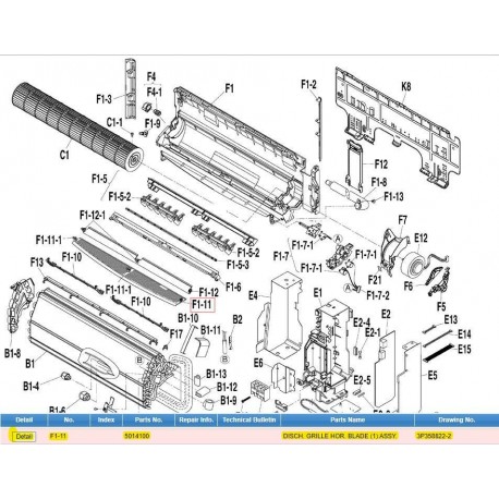 DAIKIN 5014100 DISCH. GRILLE HOR. BLADE